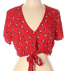 American Eagle Tie Front Floral Top